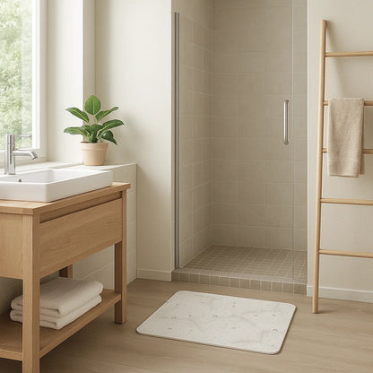 Alfombrilla de baño de piedra diatomea Calma Home, diseño minimalista