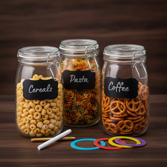 Set de 4 Tarros de Cristal Herméticos 1.5L para Despensa